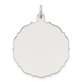 Sterling Silver Rh-plt Engraveable Polished Front/Satin Back Disc Charm